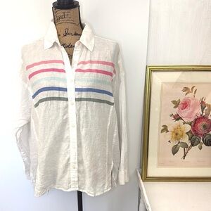 Vineyard Vines Rainbow Linen Weekend Striped Top Sz 6
